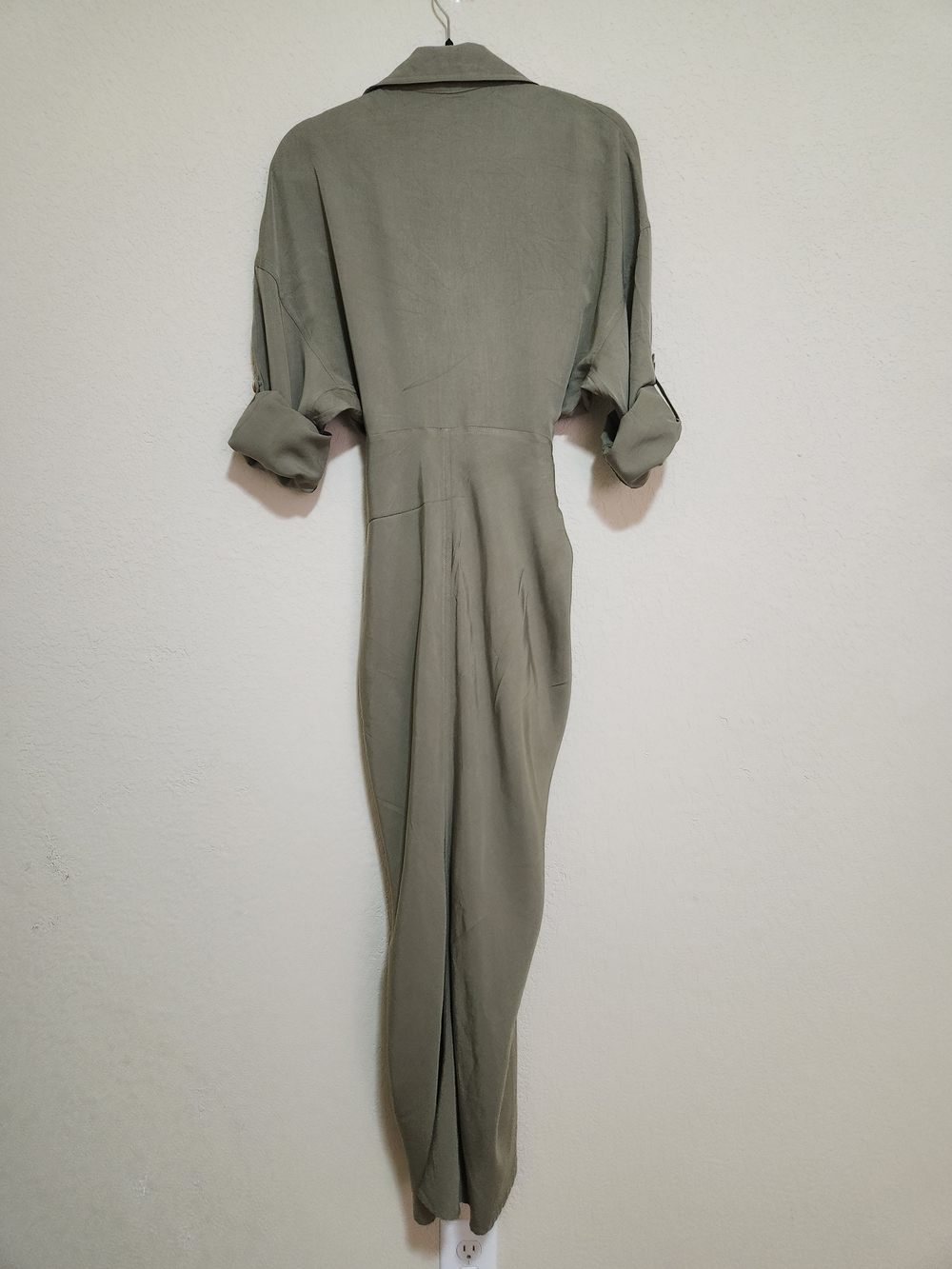 Mable Gwen Tencel Button Down Midi/Maxi Draped Dress In Olive Green Size Small - Picture 5 of 15